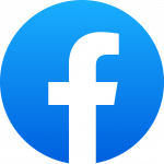 The facebook icon, a blue circle with a white f anchored at the bottom of the circle.